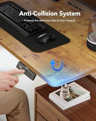 HUANUO Electric Standing Desk, 55" x 24" Height Adjustable Desk, 4 Memory Height Settings, Sit to Stand Up Desk for Home Office, with Headphone Hook, Cable Manager, Rustic Brown 6