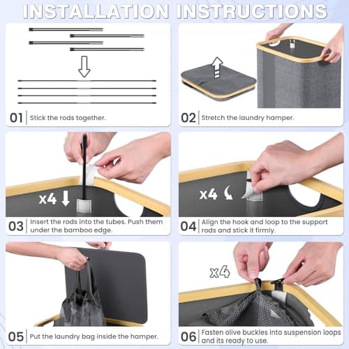 BlissTotes Laundry Basket with Lid, 100L Clothes Laundry Hamper with Handles and Removable Laundry Bag, Breathable Design Hamper with Lid for Bedroom, Bathroom, Dorm, Laundry Room - Light Grey 9