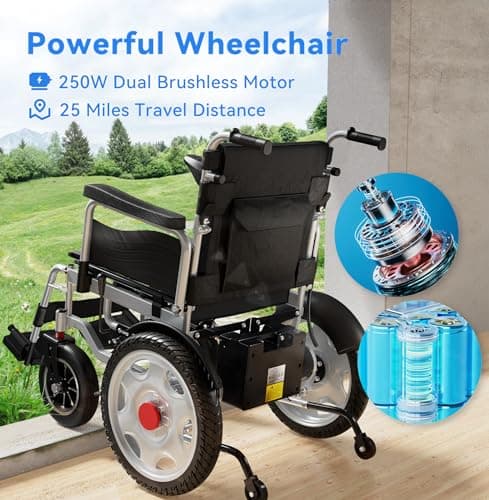 DriveEy Electric Wheelchairs for Adults,All Terrain Electric Wheelchair Heavy Duty,2x250W Power Wheelchair,Foldable Motorized Wheelchairs for Senior,Compact Portable Wheelchair, Black 5