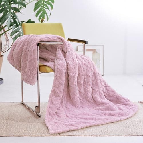 Aheadpret Heated Blanket-Electric Blanket 50"x60" Soft Heated Throw Blanket with 5 Heating Levels & 3 Hours auto-Off,Machine Washable(Pink 6