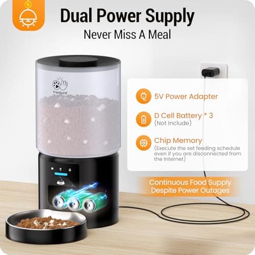 Automatic Cat Feeder with 5G WiFi : 5L Automatic Dog Feeder with Sealed Outlet, Timed Auto Cat Food Dispenser with APP Control for Pets, Detachable for Easy Clean - 21 Cup 8