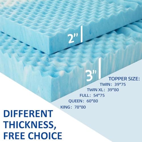 SINWEEK 2 Inch Memory Foam Mattress Topper Twin XL, Twin Extra Long Mattress Pads for College Dorm Single Bed, Pressure Relieve CertiPUR-US Certified, 39x80 Inches, Blue 7