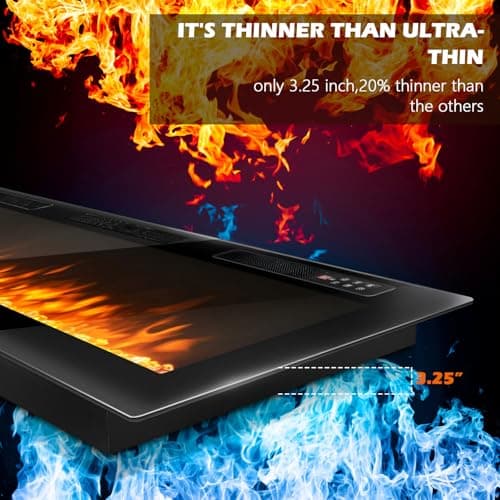 LEMBERI 72 inch Electric Fireplace Recessed and Wall Mounted,750/1500W Fireplace Heater and Linear Fireplace with Touch Screen Control Panel, Timer,Remote Control,Adjustable Flame Color and Speed 5