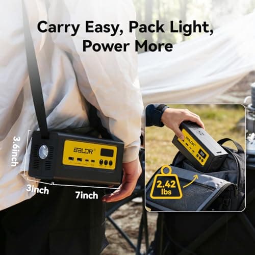BALDR Portable Power Station 28000mAh, 90Wh LiFePO4 Battery Backup Camping Solar Generator Fast Charging with AC Outlet 150W Peak Power Bank for Home Backup Outdoor Emergency 5