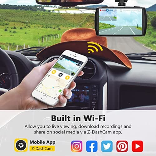 Dash Cam, Z-Edge Dual Dash Cam Front and Rear, 4K Built-in WiFi, Touch Screen Car Camera, FHD 1080P with Night Mode, 32GB Card Included, WDR, G-Sensor, Loop Recording, Support 256GB Max 4