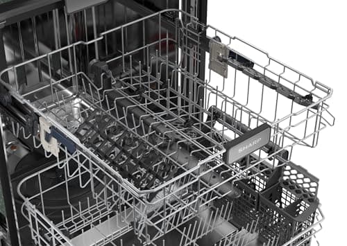 Sharp SDW6726MS 24-inch Stainless Steel Dishwasher, 47 dB Library Quiet, Third Rack, Power Wash Sprayer, 12 Place Settings, 15