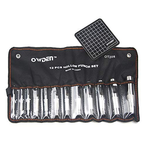 OWDEN 12Piece Leather Hole Punch Set with a Free Cutting mat,Leather Tool,Hollow Punch Set, Round Hole Punch Set,for Cutting of Soft Material 2