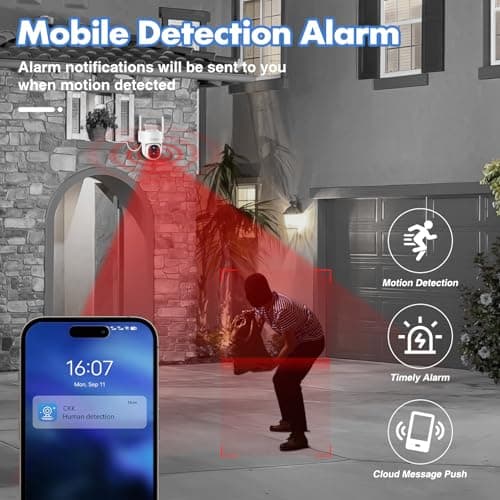 CKK 2K 4pcs Security Camera Wireless Outdoor with NVR System, 1TB HDD, Dual Lens, 10" LCD Monitor, PIR Motion Detection, Color Night Vision, 2-Way Talk, IP66 Waterproof, Audible & Floodlight Alarm 6