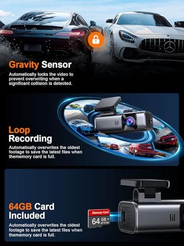 galphi 4K Dash Cam Front, Built-in 5G WiFi, 64GB Card Included, Dash Camera for Cars, Mini Dashcam with Super Night Vision, Loop Recording, G-Sensor, 24 Hours Parking Monitor, Support 256GB Max 6