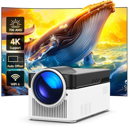 [700 ANS & Electric Focus] Short Throw Smart Projector with Wifi and Bluetooth, Mini Projector 1080P 4K Support, Auto Correction Video Proyector for Home Theater Outdoor Use