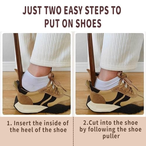 IVICOO Shoe Horn Long Handle for Seniors,Shoe Horns for Men,Women(12.5" Wood) 6