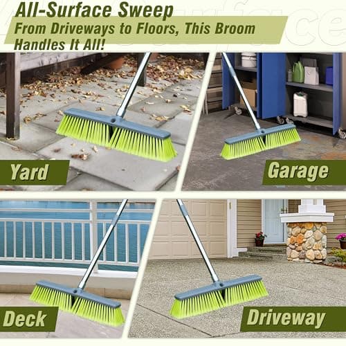 PHYEX 18" Push Broom with 47" Long Handle, Multi-Surface Floor Scrub Brush for Cleaning Deck, Patio, Garage, Driveway 7