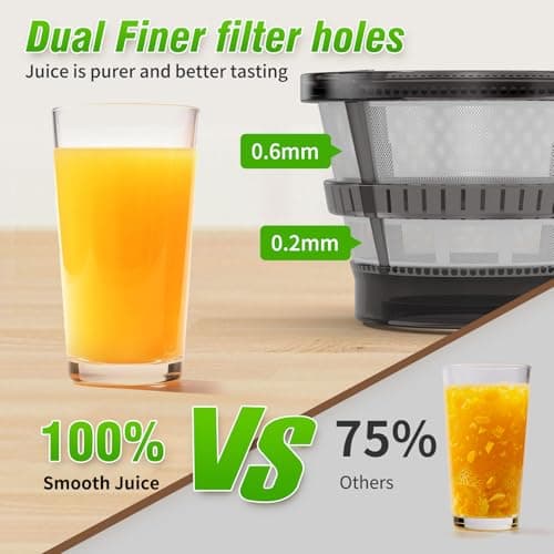 VENNXE Cold Pressed Juicer, Slow Masticating Juicers Machines for Vegetable and Fruits, Easy to Clean Juice Extractor with 50 oz Capacity and 5.7" Extra Large Feed Chute, BPA Free Electric Juice Maker 5