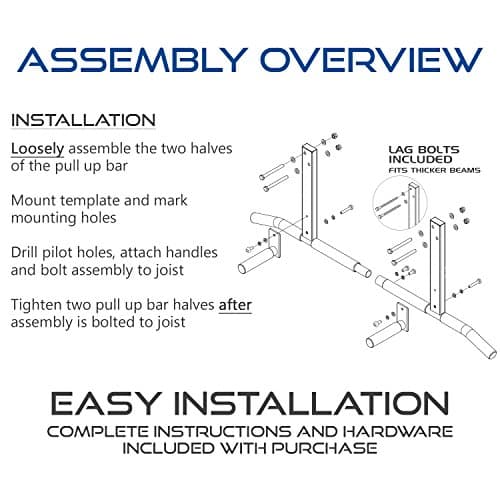 Joist Mount Pull Up Bar with Extra Hardware and Mounting Template for Easy Install to Beam or Rafter by Ultimate Body Press 7