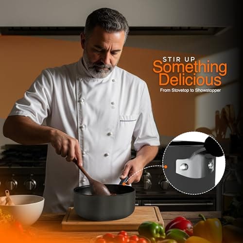 Utopia Kitchen Nonstick Saucepan Set, Cooking Pots with Lids, 1 Quart and 2 Quarts Multipurpose Kitchen Small Pots for Cooking Nonstick With Lids, 1 qt & 2 qt Set, Grey & Black 5