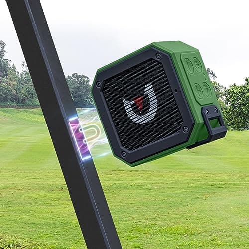 ACHIX Bluetooth Speaker for Golf Cart, Magnetic Portable Wireless Speaker with Loud Stereo Sound and Bass Boost, 20 Hours Play, Waterproof IPX7, TWS & SD Card Function (with Storage Case)