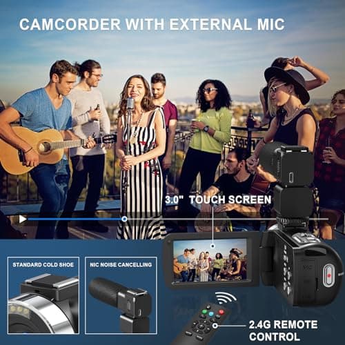 8K 64MP Video Camera Camcorder with IR Night Vision Vlogging Camera, 18X Zoom WiFi Digital Touch Screen Camcorder for YouTube with 32G SD Card, 2.4G Remote Control, Microphone, and Two Batteries 7