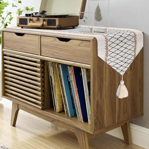 yuboo Boho Table Runner Triangular End 12*46 Inches, Coffee Table Runner with Tassels, Macrame Dresser Runners Scarf for Bedroom, Nightstand, Farmhouse Spring Table Decor 7