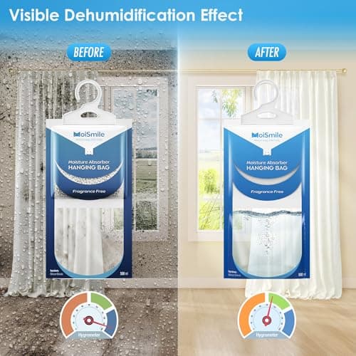 Moisture Absorbers Packets 10 Pack, Hanging Closet Dehumidifier Bags, Humidity Packs with Fragrance Free, Closet Dehumidifier for Car, Bathroom, Bedroom, Basement, 9.8OZ 9
