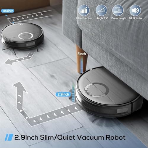 Robot Vacuum and Mop Combo, 2 in 1 Mopping Robot Vacuum Cleaner with Schedule, Wi-Fi/App/Remote, 2000Pa Max Suction, Self-Charging Robotic Vacuum, Slim, Ideal for Hard Floor, Pet Hair, Low-Pile Carpet 6