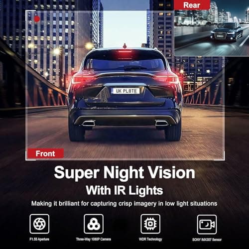 PAPAGO G360 Dash Cam, 3 Channel WiFi Built-in GPS Dashcam, STARVIS IR Night Vision, 2K+1080P+1080P Front Inside and Rear Triple Car Camera, Loop Recording, 128GB Card, Parking Monitor (G360US) 6