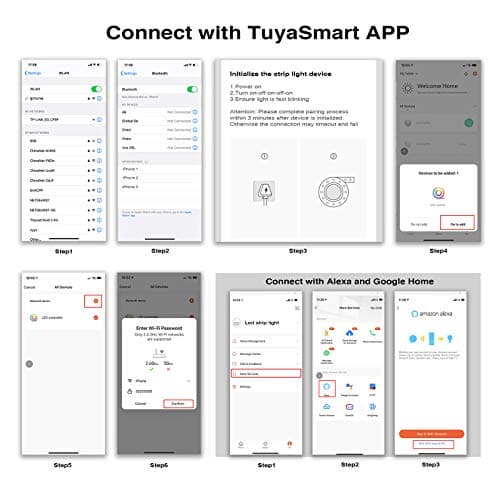 hyrion Smart LED Light Strips,50 ft WiFi LED Light,Sound Activated Color Changing with Alexa and Google,Sync Music with Led Strip Lights for Bedroom for Living Room, Home Decor 6