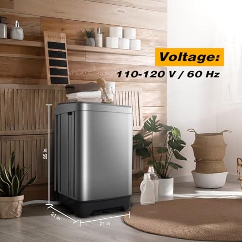 Tymyp Small Washer Machine for Apartment, Washer and Dryer Combo with LED Display, 17.8LBS Apartment Washing Machine with 10 Washing Programs, Transparent Grey 6