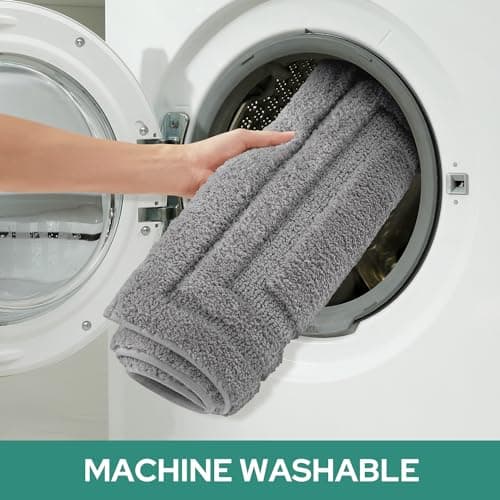 HOMEIDEAS Bathroom Rugs Sets 3 Piece, Super Soft and Absorbent Non Slip Microfiber Toilet Bath Mat with U-Shaped (Grey) 7