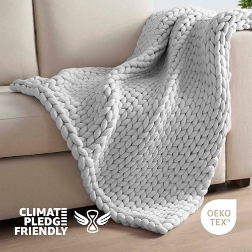 Vellux Weighted Throw Blanket, 9lbs - Full Size - Chunky Knit Blanket - Soft & Breathable - Home Decor Cozy Blanket for Couch, Sofa and Bed – Grey 6