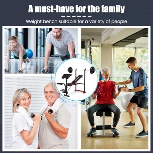 OPPSDECOR 661LBS Weight Bench Set, 8 in 1 Adjustable Bench Press with Squat Rack Leg Extension & Leg Curl Workout Bench with Safety Bar Catches Standard Weight Training Benches for Home Gym (Black with Preacher Curl) 6