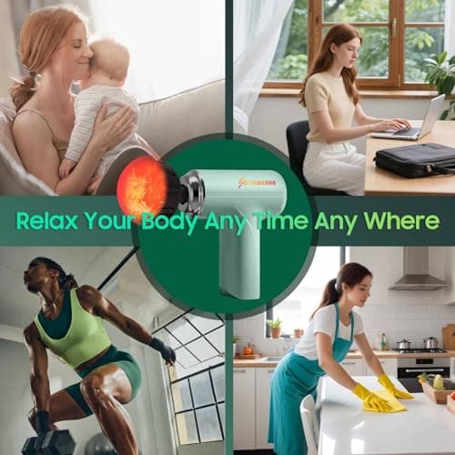 JOYSUWERUN Massage Gun with Heat – Amazing Power! Deep Tissue Percussion Massager, Handheld Mini Muscle Gun, 7 Massage Heads, Quiet & Portable 6