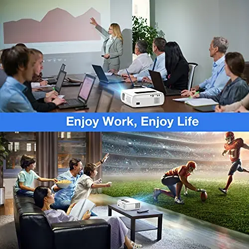 Native 1080P Projector Full HD, 15000Lux Brightness with 150000 Hours LED Lamp Life, Supports 4K & 350" Display, Home Outdoor Projector for Smartphone/PC/Laptop/PS4/TV Stick/EXCEL/PPT 7