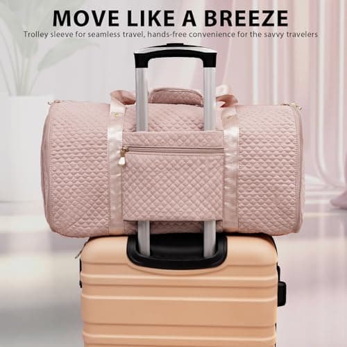 Coolife Garment Bag Carry On Convertible Travel Duffel Bag with Shoe Pouch Weekender Bag for Women Men 2 in 1 Hanging Suit Bag with Shoulder Strap Business Travel Bag (Pink, Standard) 6