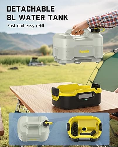 Fanttik NB8 Nano Portable Cordless Electric Sprayer w/2.1Gal Tank, Retractable Spray Head, 2600mAh Lithium Battery, IPX5, 72-98PSI, Portable Pressure Washer for Garden, Camping Shower and Pet Cleaning 5
