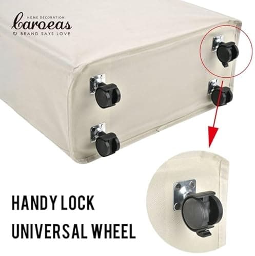 Caroeas 22" Rolling Slim Laundry Basket with Stand Foldable Waterproof Sorter and Organizer on Wheels Tall Thin Dirty Laundry Hamper Basket Home Corner Bin (Beige) 7