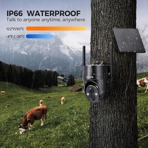 4G LTE Cellular Solar Security Camera Wireless Outdoor, No WiFi Solar Powered Camera, 360° Live View, 2K Color Night Vision, PIR Detection, 2-Way Audio, Motion Alert, Built in SIM Card, Easier to use 6