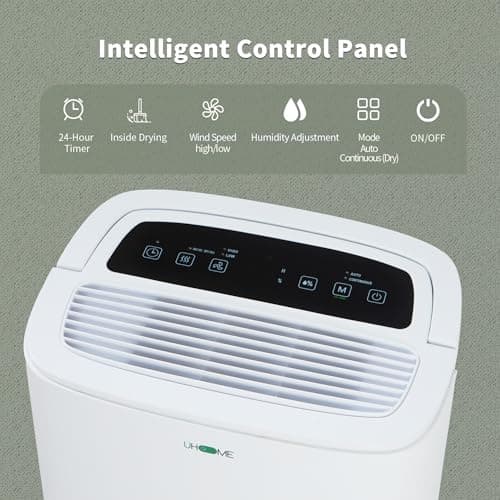 Uhome 120 Pints Dehumidifier with Drain Hose - 6000 Sq. Ft Quiet Dehumidifier for Home, Basements, Storages and Large Rooms with 1.32Gallon Water Tank 7
