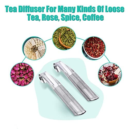 3 Pcs Tea Infuser and 1 Brush, tea diffusers for loose teaTea Infuser for Loose Tea Leaf, Coffee, Spices, Seasonings,Tea Infusers Pen with Hook 5