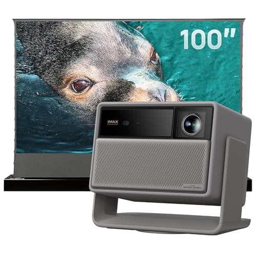 XGIMI HORIZON 20 4K RGB Triple Laser Home Projector and 100" Motorized Floor Rising Projector Screen 3200 ISO Lumens, Google TV with Licensed Netflix, Optical Zoom & Lens Shift, IMAX Enhanced