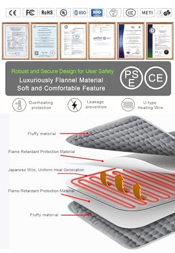 Electric Blankets，Heating pad, mini heating pad, one person, heating blanket, with timer function, heating pad, overheating prevention, mattress heating pad, home office, remote office,cold protection 6