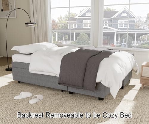 Wakefit Reversible Sectional Sofa Couch, Sleeper Sofa Bed with Storage Chaise Pull Out Couch for Living Room | Hidden Stroge | Pull Out Bed | Removable Backrest | Linen Fabric, Light Grey 7