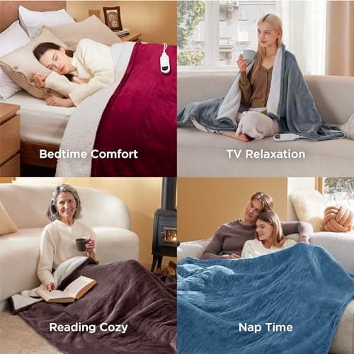 Bedsure Electric Blanket Full Size - Soft Flannel Heated Blanket Full, GentleSoft Fast Heating with 10 Time Settings & 6 Heat Settings, Warm Gift for Grandma (72x84 inches, Sage Green) 6