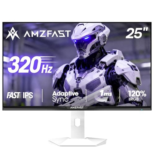 Amzfast 25 Inch White Gaming Monitor 320Hz/300Hz/240Hz, FHD 1080P 1ms Fast IPS Monitor, 12 Months Warranty Exchange (DP Cable) TÜV Rheinland Eye Care | AI Crosshair, Night Vision Function