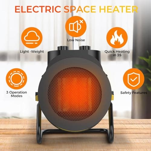 Elevoke Space Heaters for Indoor Use, 1500W PTC Electric Heater with 90°Adjustable Angle, Fast Safety Heat, Small Portable Heater for Office Home (Yellow) 5