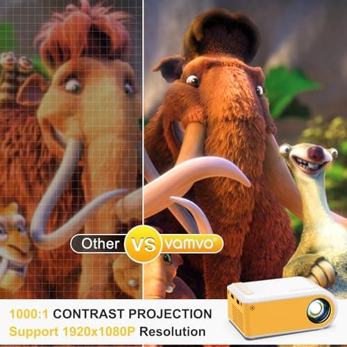 vamvo Mini Portable Projector Small VideoProjector for Home Theater Projectors, Outdoor Projectors Movie Use in Camping, Videos Can Be Easily Mirrored Directly to Projector 8