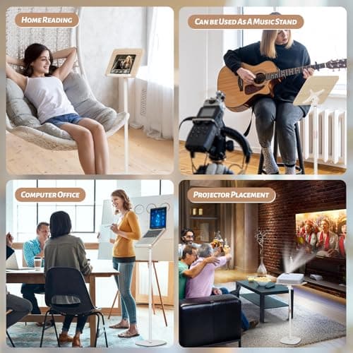 HDCHQXQ Standing Reading Stand, Adjustable Book Stand Height(9'to27.5') and Angle, Music Stand,for Laptops, Tablet Bibles, Recipes, Cooking, Books Wooden Display Rack,Stable Portable with Clip 6