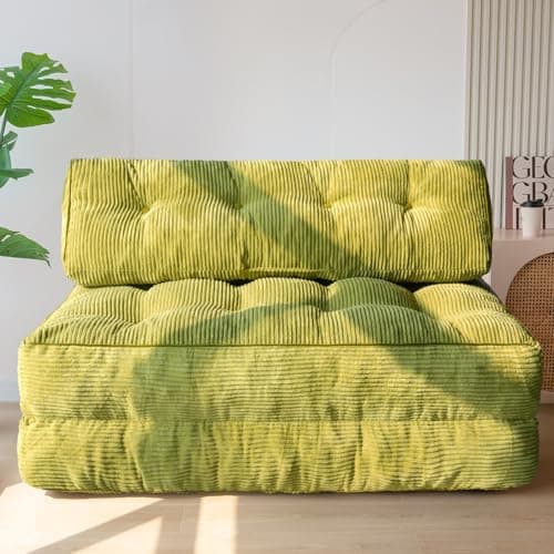 MAXYOYO Folding Sofa Bed, Convertible Sleeper Chair with Pilow Foldable Mattress with Back Support, Portable Fold Out Chair Bed for Living Room Bedroom, Green Double