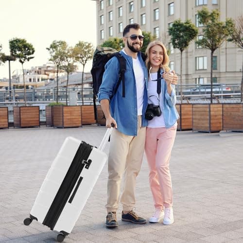 Sweetcrispy Carry on Luggage, Hard Shell ABS Suitcase with Double Spinner Wheels, Lightweight Expandable Rolling Suit Case with TSA Lock, 21 Inch Milky-White 8