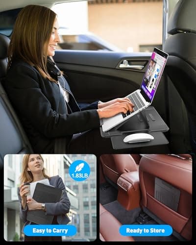 AboveTEK Adjustable Laptop Lap Desk, 3 Ergonomic Angles, PU Leather Non-Slip Surface, Heat Shield, Retractable Mouse Pad, Portable Laptop Lap pad Workstation for Bed, Sofa, Travel 6