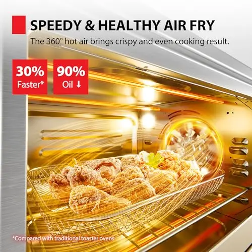 TOSHIBA ChefFry Air Fryer Toaster Oven Combo, 26.4 QT Large Capacity, 12-in-1 Countertop Toaster Oven, Stainless Steel 5